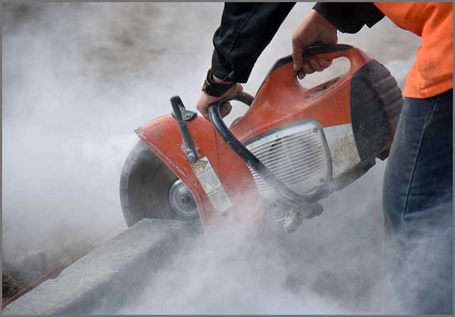 concrete saw in road construction