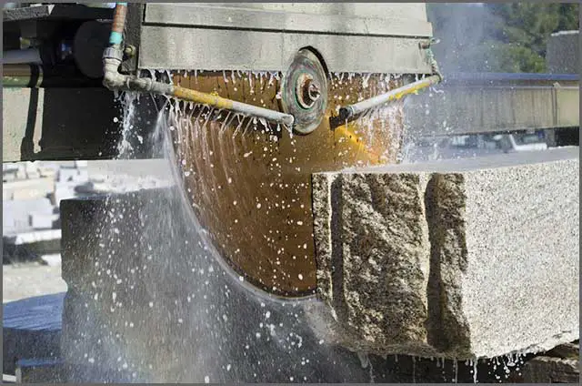 Continuous saw blade through granite