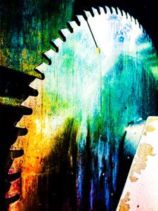Image of a colorful custom cutting blade
