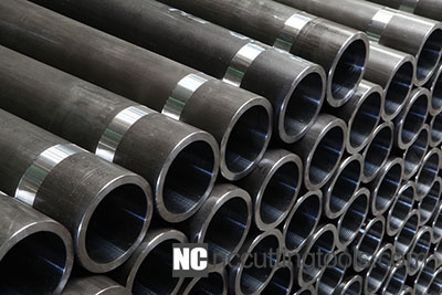Steel pipes on a black and white background