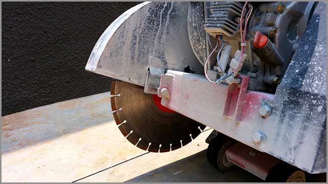 Concrete Saw Blades:  A diamond saw blade with teeth shown