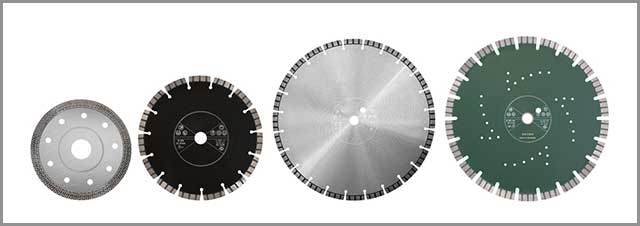 Picture showing different types of diamond saw blades