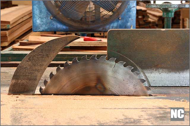 A close view of a table saw