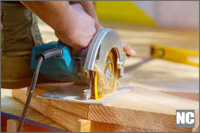 Using custom saw blades to cut wood beam