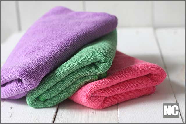 Fiber towel in three different colors