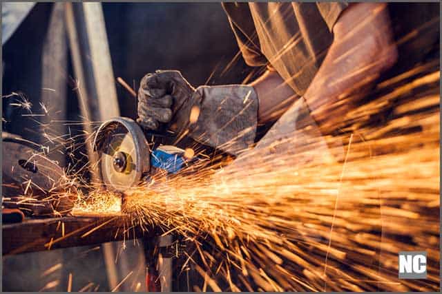 Metal cutting circular saws can release dangerous fragments when cutting metal