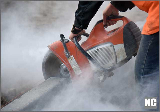 Wet concrete saws help to reduce dust generated by cutting