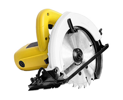 A new circular saw showing metal blade