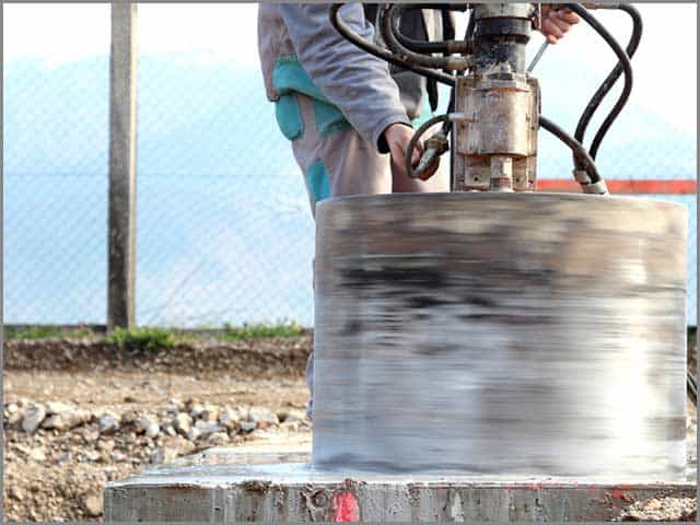 Drilling a big hole with the use of a large core bore bit