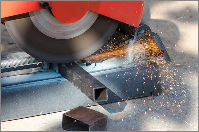 Close-up image of the metal blade running at high speed