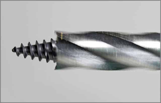 A drill bit in fast motion