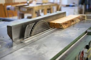 A table saw in a workshop