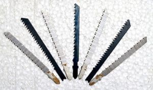 Set of reciprocating saw blades.