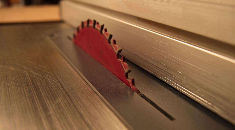 A table saw blade with fence