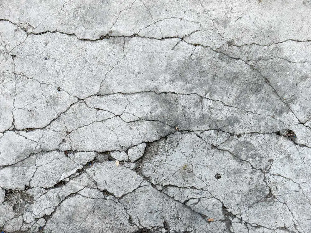 A slab of concrete that’s become cracked over time.