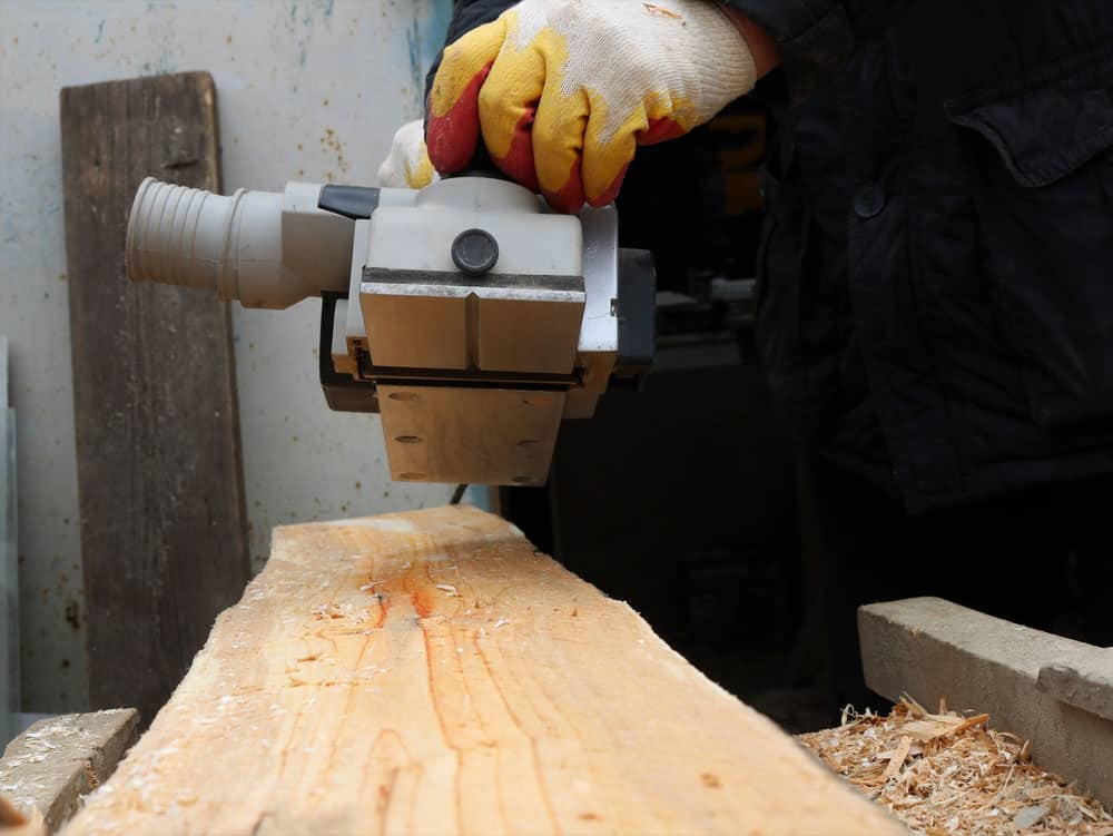 The sharp blade of a planer