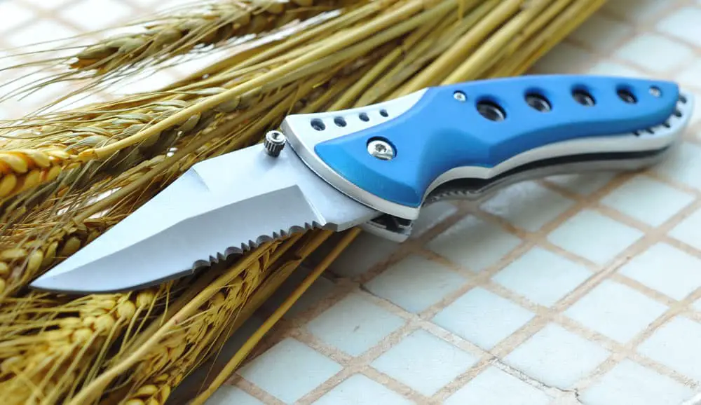  A blue all-purpose hunting knife