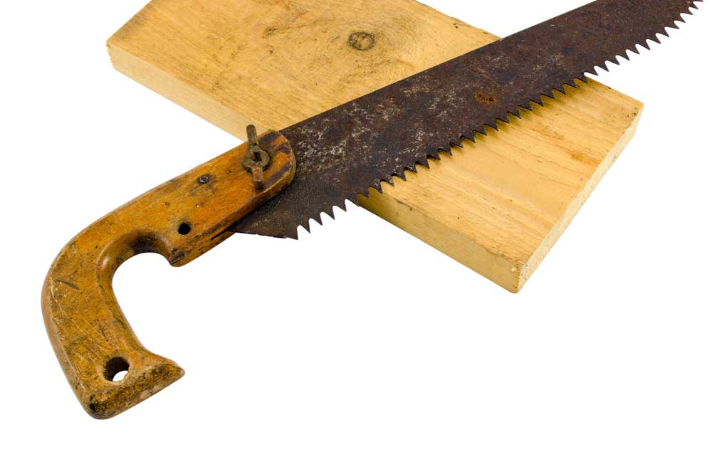A hand saw that requires maintenance